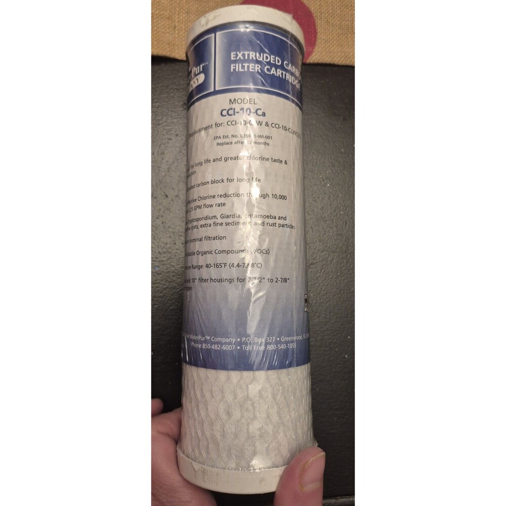 New WaterPur CCI-10-Ca an Extruded Carbon Block Filter Cartridge Shrink Wrapped